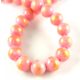 Mashan Jade - round bead - Gold Powder - Flamingo Pink- 8mm