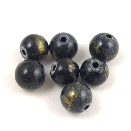 Mashan Jade - round bead - Gold Powder - Gray - 8mm