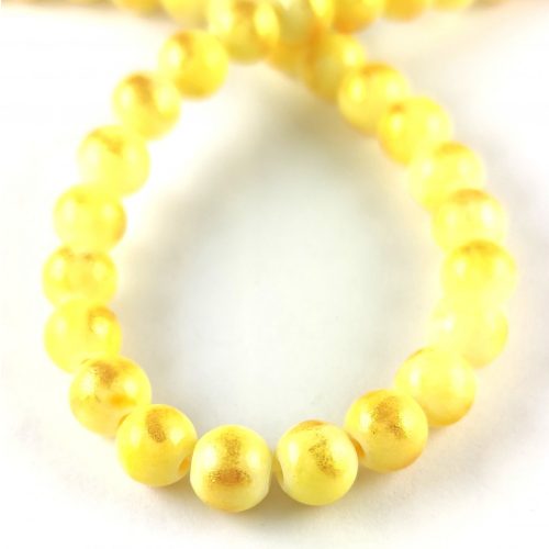 Mashan Jade - round bead - Gold Powder - Yellow - 8mm