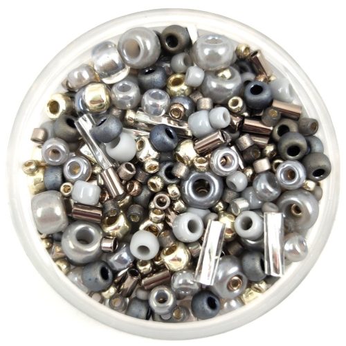 Japán gyöngy mix -  Ezüst szürke - 10g