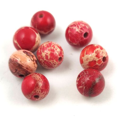 Sea Sediment Jasper round bead - red - 10mm