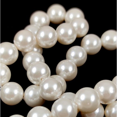 Shelll - round bead - White - 6mm - strand