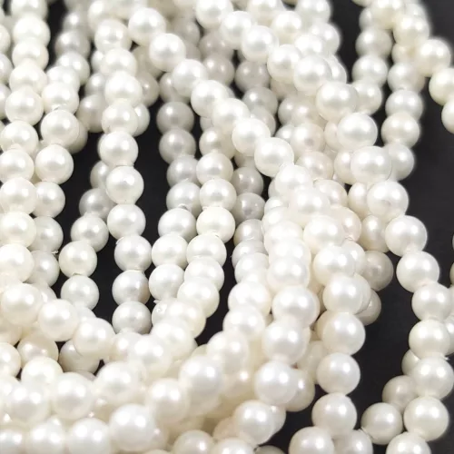 Shelll - round bead - Matt Cream - 3mm