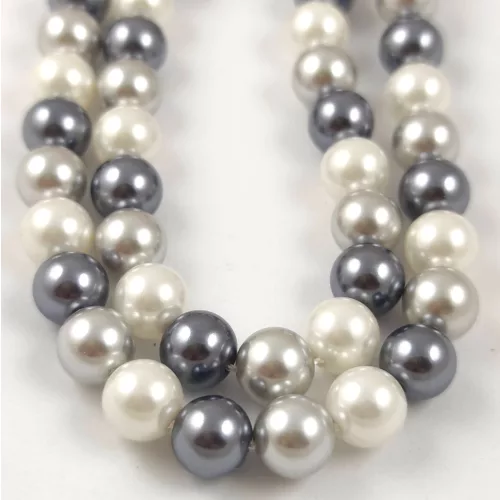 Shelll - round bead - Mix - 8mm - strand