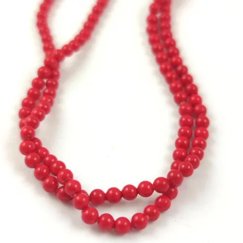 Shelll - round bead - Red - 3mm