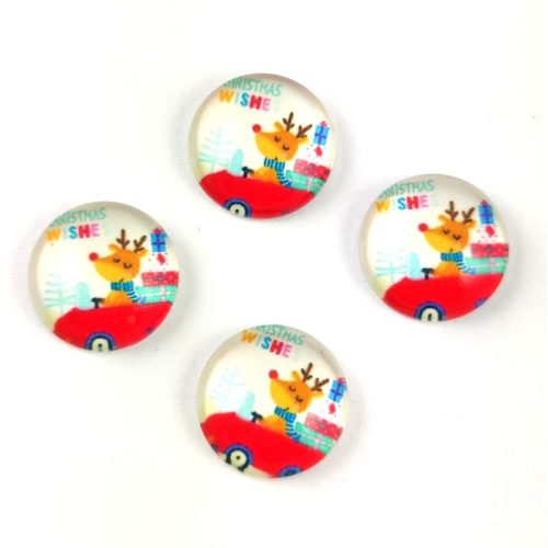 Xmas Glass Cabochon - Reindeer - 12mm