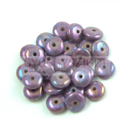   Lentil - Czech Glass bead - Alabaster Eggplant Bronze Iris - 6mm