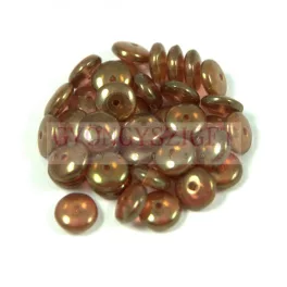 Lentil - Czech Glass bead - peridot peach luster - 6mm