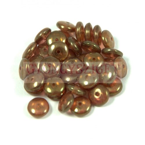 Lentil - Czech Glass bead - peridot peach luster - 6mm