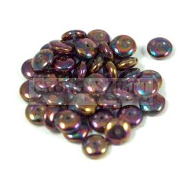   Lentil - Czech Glass bead - peridot eggplant bronze iris - 6mm