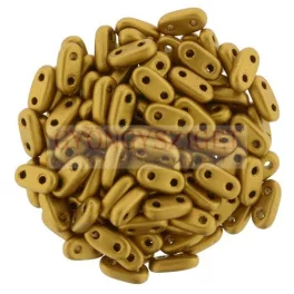   CzechMates 2 Hole Bar Czech Glass Bead - matte brass gold -6mm