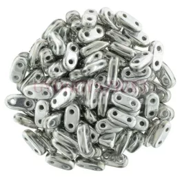 CzechMates 2 Hole Bar Czech Glass Bead - silver - 6mm