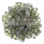 Cseh kétlyukú hasáb - 2 hole bar gyöngy - Olive Luster -6mm