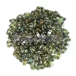 Cseh kétlyukú hasáb - 2 hole bar gyöngy - Olive Luster -6mm