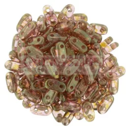   CzechMates 2 Hole Bar Czech Glass Bead - crystal rose gold luster -6mm