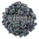 CzechMates 2 Hole Bar Czech Glass Bead - matte iris blue -6mm