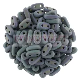   CzechMates 2 Hole Bar Czech Glass Bead - matte iris blue -6mm
