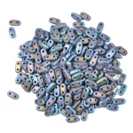 CzechMates 2 Hole Bar Czech Glass Bead - matte iris blue -6mm