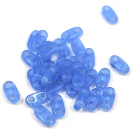   CzechMates 2 Hole Bar Czech Glass Bead - Transparent Opal Sapphire - 6mm
