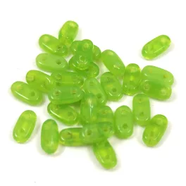   CzechMates 2 Hole Bar Czech Glass Bead - Transparent Opal Lime - 6mm