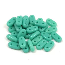   CzechMates 2 Hole Bar Czech Glass Bead - opaque turquoise - 6mm