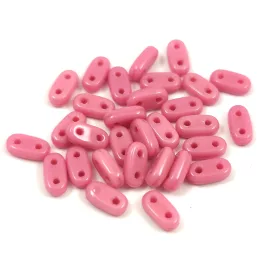 CzechMates 2 Hole Bar Czech Glass Bead - Opaque Rose - 6mm