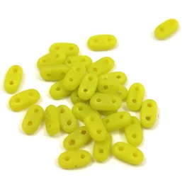   CzechMates 2 Hole Bar Czech Glass Bead - Opaque Matt Lime - 6mm