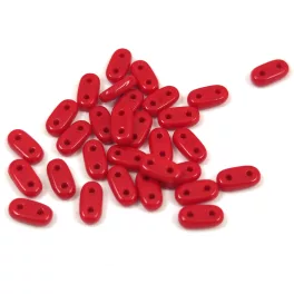 CzechMates 2 Hole Bar Czech Glass Bead - Opaque Red - 6mm