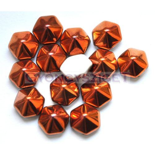 Hexagonal Pyramid - Czech 2 Hole Glass Bead - sunset  alabaster- 12mm