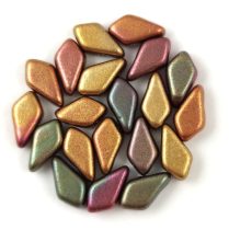   Kite - cseh préselt kétlyukú gyöngy - Matt Metallic Bronze Iris - 9x5mm