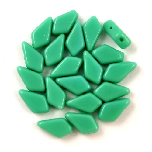 Kite - cseh préselt kétlyukú gyöngy – Opaque Turquoise Green - 9x5mm