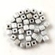 Czech glass bead - Cube - 4mm - Etched Silver