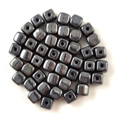 Czech glass bead - Cube - 4mm - Hematit