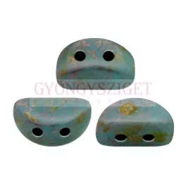 Kos® par Puca®gyöngy - Opaque Aqua Deep Gold - 3x6mm