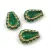 Lacy Tear préselt üveggyöngy - hosszában fúrt - Trans Emerald Gold - 17x12mm