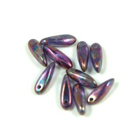 Dagger - Czech Glass Bead - crystal bronze iris - 3x11 mm
