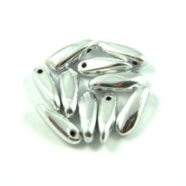Dagger - Czech Glass Bead - silver - 3x11mm
