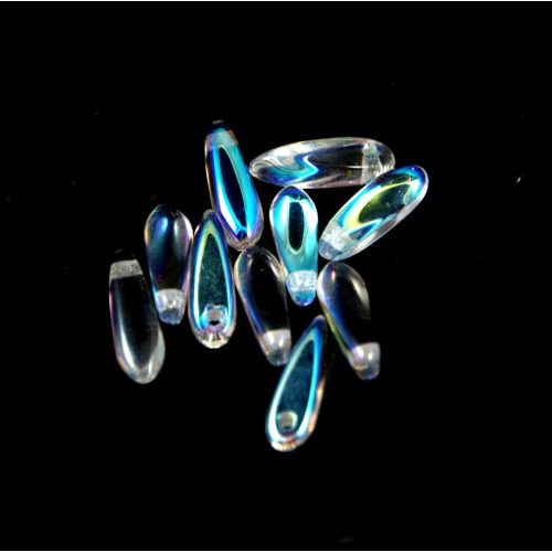 Dagger - Czech Glass Bead - crystal ab - 3x11 mm