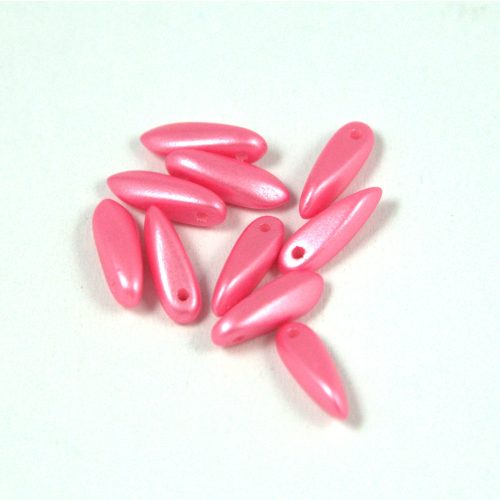 Lándzsa (szirom) cseh préselt üveggyöngy - pearl shine pink - 3x11mm