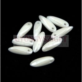 Dagger - Czech Glass Bead - White Luster - 3x11 mm