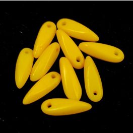 Dagger - Czech Glass Bead - Alabaster Vivid Yellow - 3x11 mm