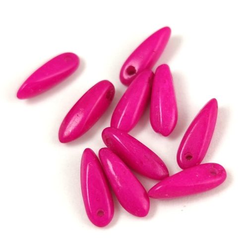 Lándzsa (szirom) cseh préselt üveggyöngy - Alabaster Vivid Magenta - 3x11mm