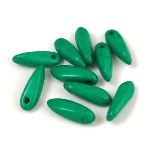 Lándzsa (szirom) cseh préselt üveggyöngy - Alabaster Vivid Green - 3x11mm