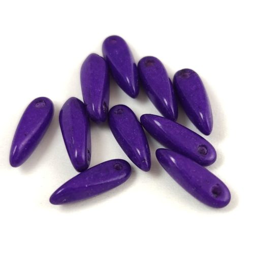 Dagger - Czech Glass Bead - Alabaster Vivid Purple - 3x11 mm
