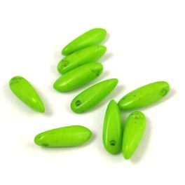 Dagger - Czech Glass Bead - Alabaster Vivid Lime - 3x11 mm