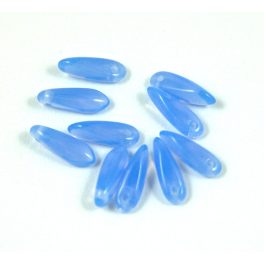 Dagger - Czech Glass Bead - opal sapphire - 3x11 mm