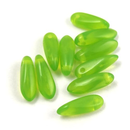 Lándzsa (szirom) cseh préselt üveggyöngy - zöld opál - 3x11mm