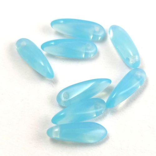 Dagger - Czech Glass Bead - opal blue - 3x11 mm