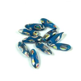 Dagger - Czech Glass Bead - turquoise blue peacock - 3x11 mm