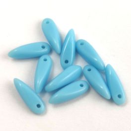 Dagger - Czech Glass Bead - light blue - 3x11 mm